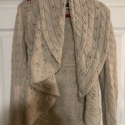 Apt. 9 Knit Long Sleeve OpenFront Cardigan Beige Size Large like new smoke free