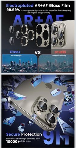 Tensea for iPhone 16 Pro Max/16 Pro/14 Pro Max/14 Pro Camera Lens Protector