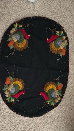 Handmade Wool Felt Turkey Thanksgiving Table Mat