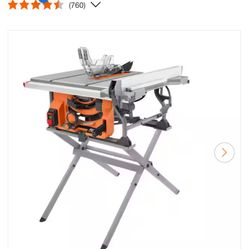 RIDGID 15 Amp 10 in. Portable Corded Jobsite Table Saw with Folding Stand