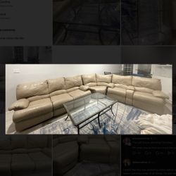 Real Leather Couch With Recliner 7 Seats 