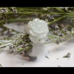 Certificate Jadeite Jade Myanmar Burma Rose Lotus Flower Ring size7.75