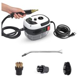 Irishom 2500W Handheld Steam Cleaner High Temperature Pressurized Steam Cleaning Machine Portable Car Steamer with Brush Heads (White)
