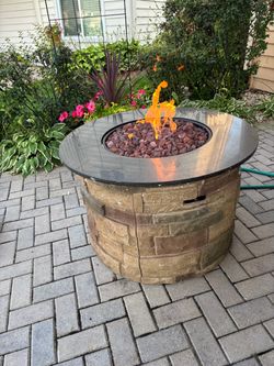 Round Outdoor Propane Fire Pit Table
