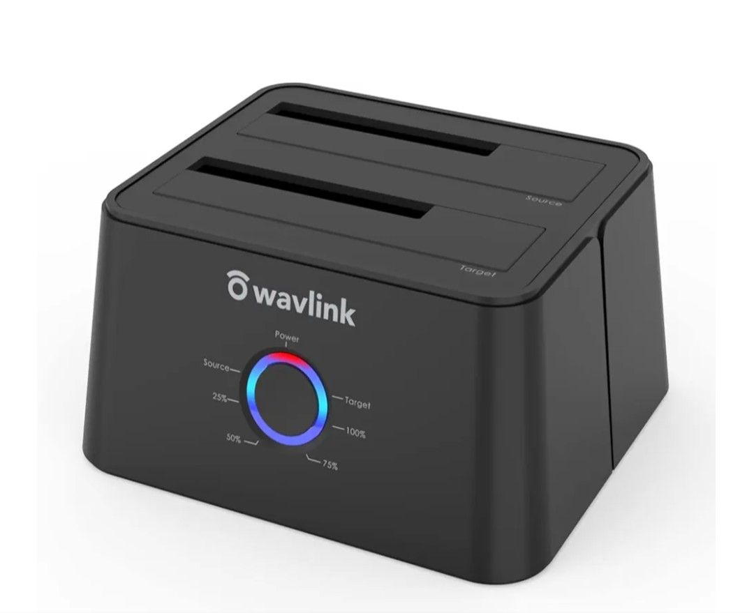 WAVLINK USB 3.0 and USB C to SATA Dual-Bay External Hard Drive Docking Station for 2.5/3.5 Inch HDD/SSD with UASP (6Gbps), Support Offline Clone/Dupli
