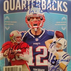 Joe Montana Tom Brady Peyton Manning Autograph Signed NFL Magazine Colts Patriots 49ers Auto 