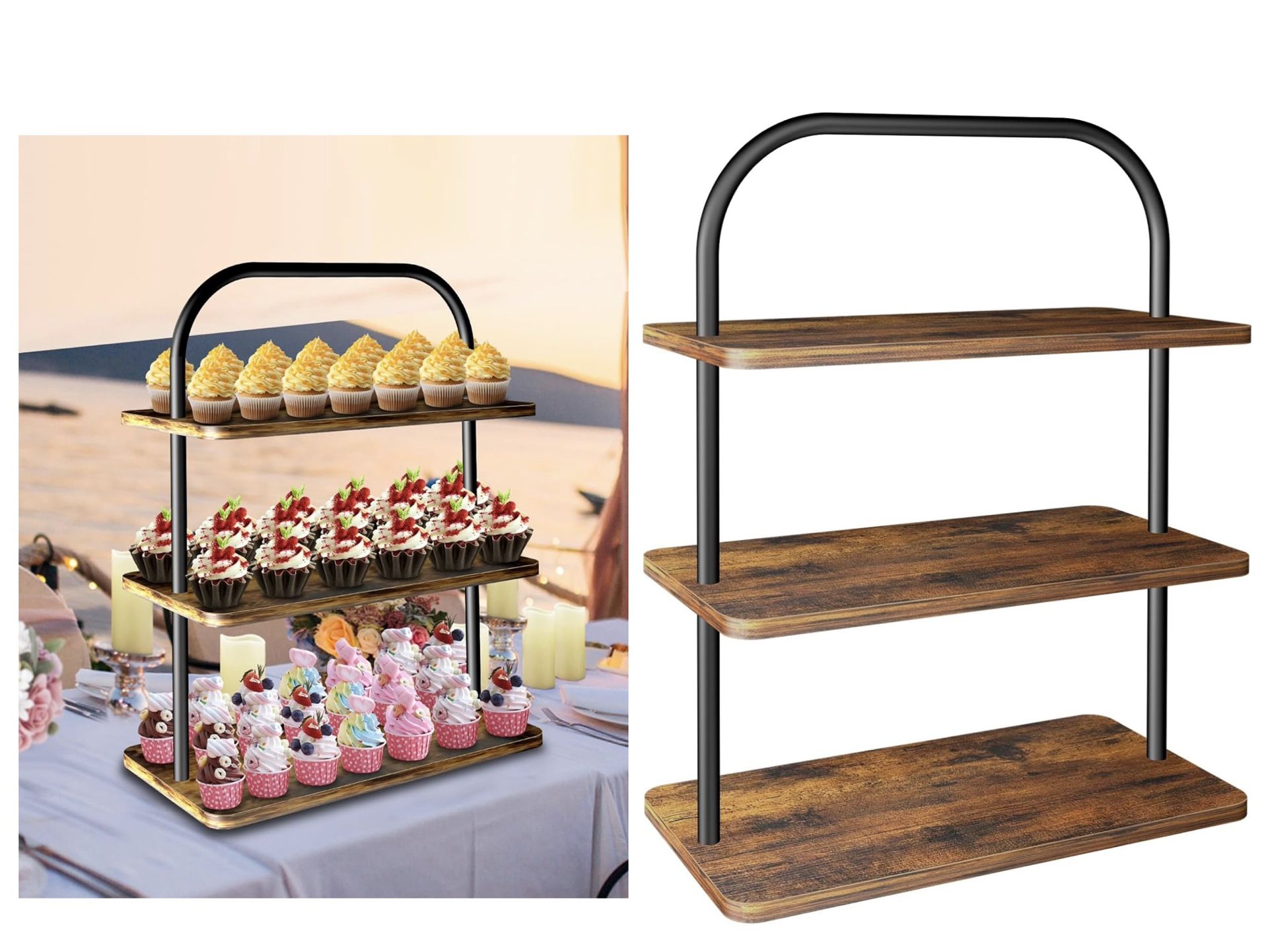 Cupcake Stand, 3 Tier Wood Cupcake Stand for 50 Cupcakes Large Dessert Stand Cupcake Display Stand Cupcake Tower for Farmhouse Decor, Party Serving Tr