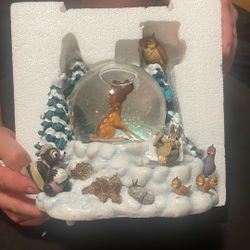 Disney Store Winter Bambi Musical Snow Globe