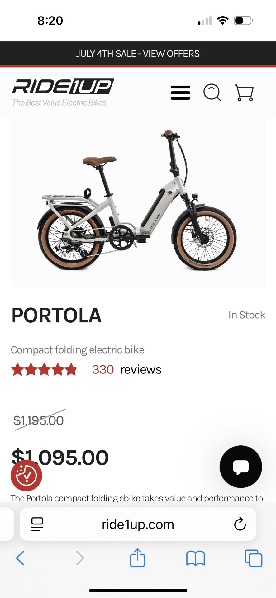 Ride1up Portola - Almost New