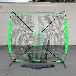 (NEW) $55 Baseball & Softball Practice Hitting & Pitching 7x7’ Net with Bow Frame, Carry Bag