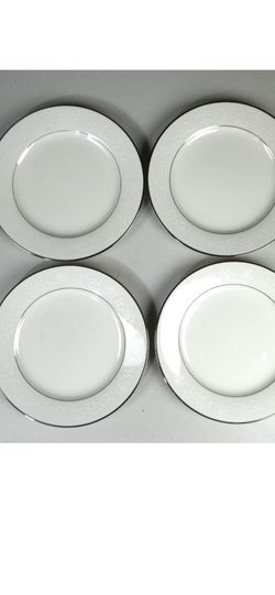 Noritake Ivory China Marseille 7550 Japan Set 8 Salad Plates/8 Dining Plates White Embossed
