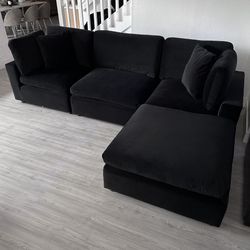 New Black Velvet Cloud Couch Sectional