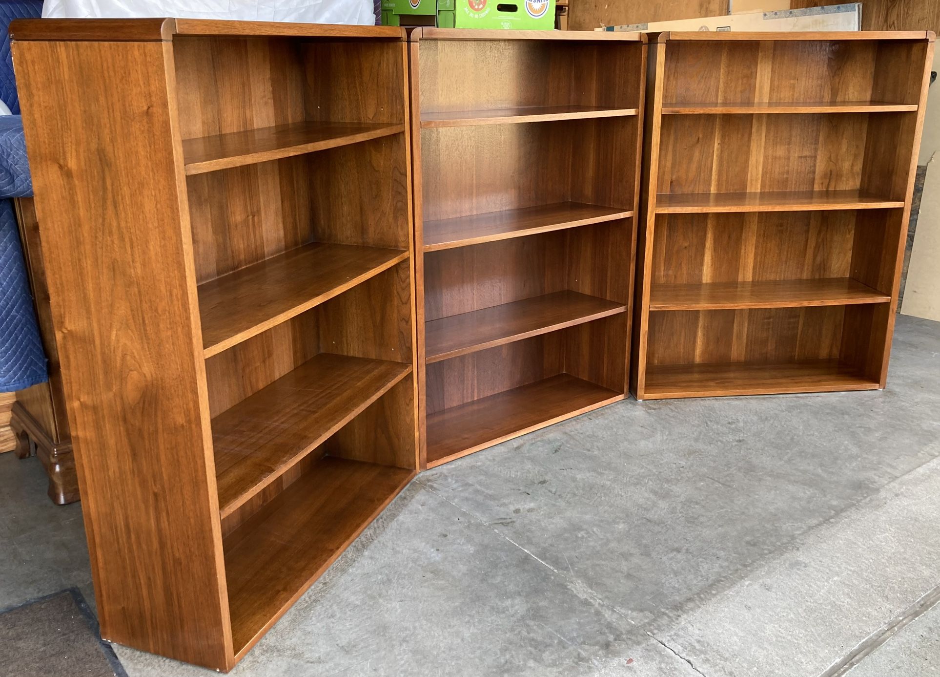 Set Of 3’ X 4’ Oak Bookcases Storage Display Shelving