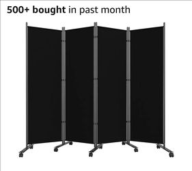 1636: New Room Divider Privacy Screens, 4 Panels Dividers with Wheels, Black
88" W Room Separator for Space Partition with Lockable Wheels, 6FT Foldin