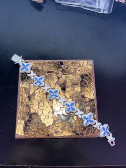 Moissanite Cuban Blue Bracelet 