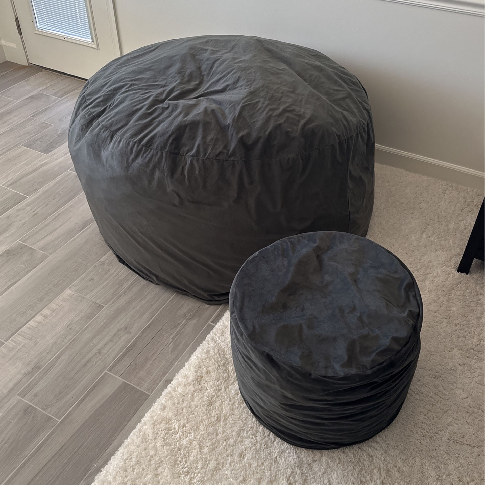 Bean Bag Chair With Smaller Bean Bag Foot Rest
