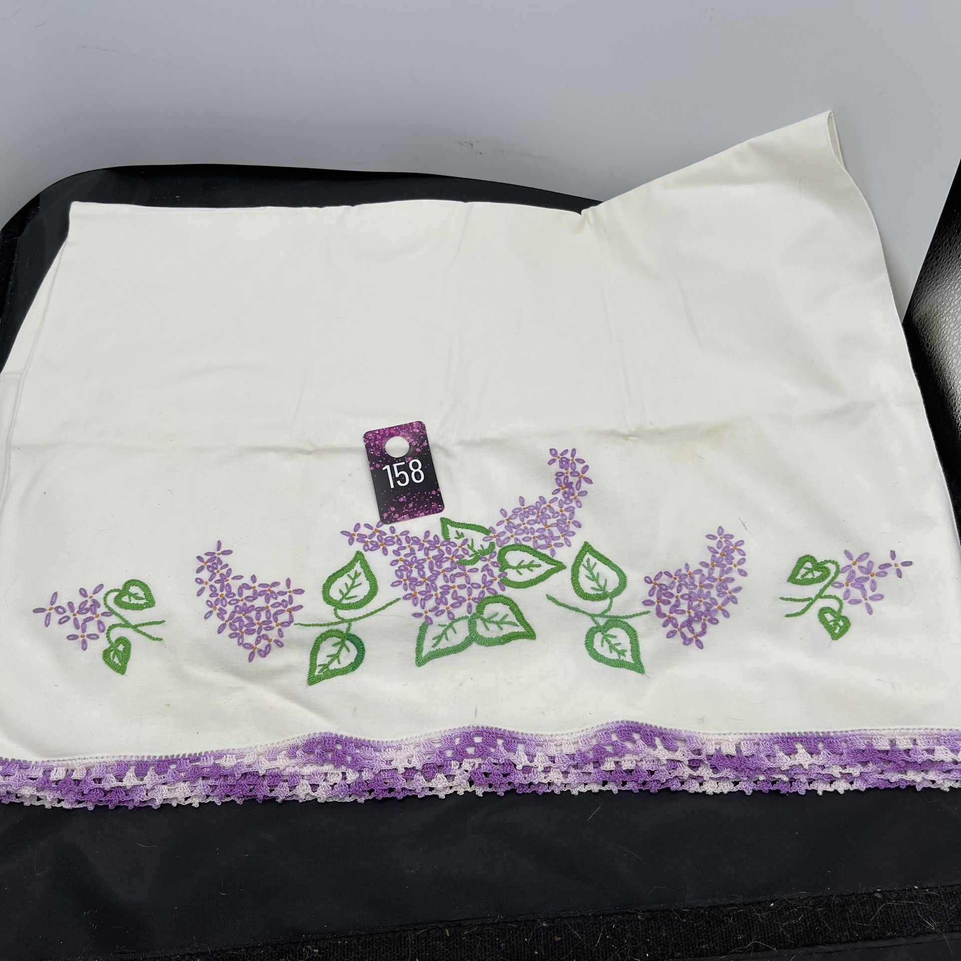 Vintage Thread crocheted Hems Standard Size Embroidered Pillowcases Pair