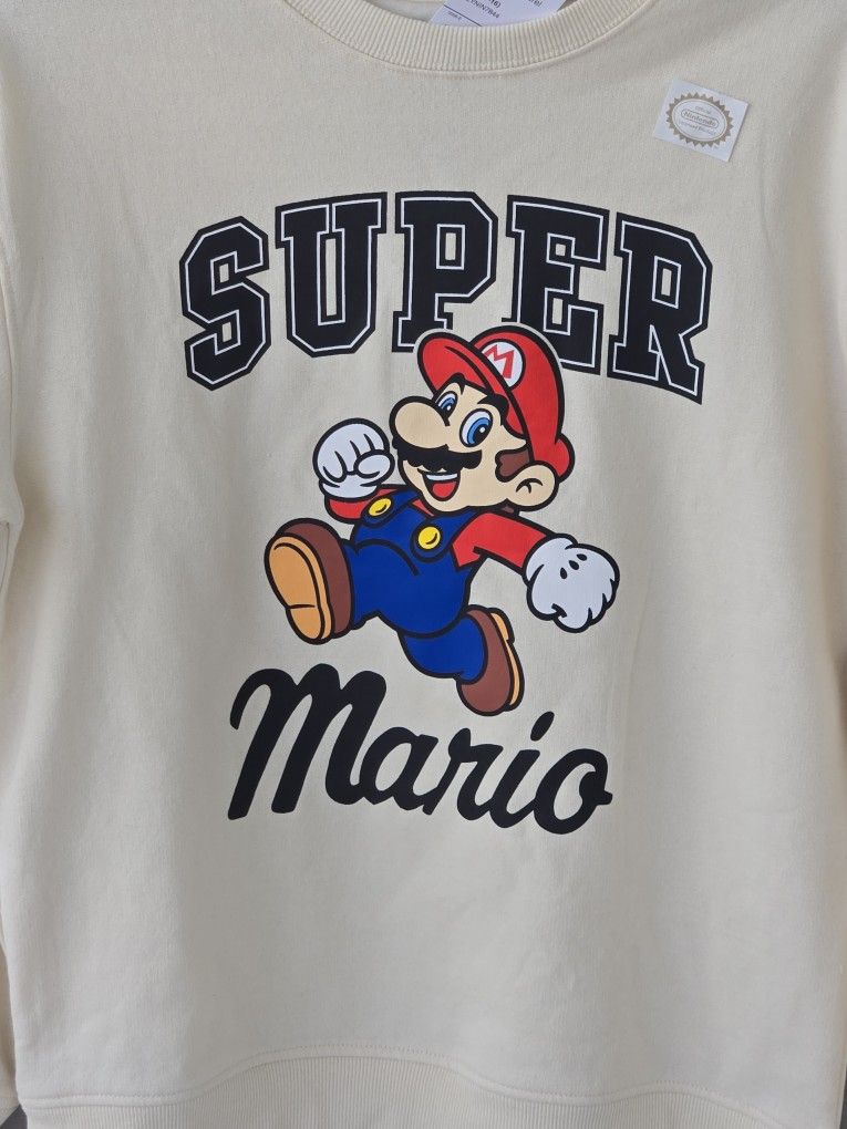 Super Mario Nintendo Sweatshirt pullover LITTLE AND BIG KIDS SIZE L (14-16) NWT