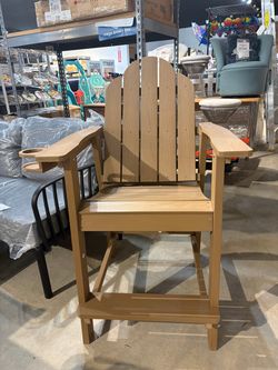 53.75” Tall Adirondack Bar Height Chair with Footrest – Outdoor Patio Counter Chair
