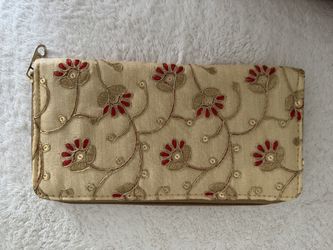 Gold embroidered hand bag- clutch