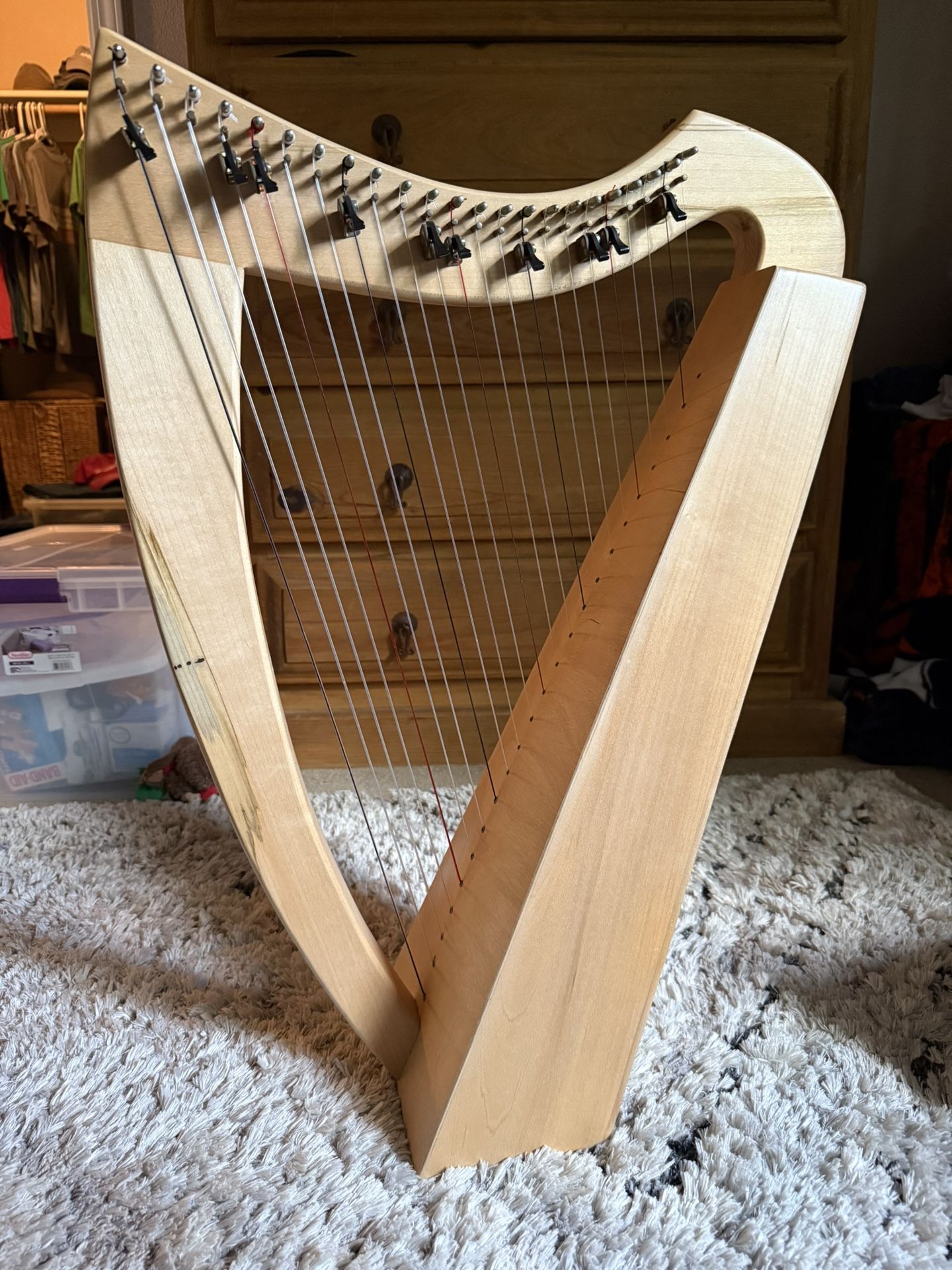 Celtic Starter Set – Blevins Mezzo 23 Maple Lap Harp + Case, Belt, Tuner, Tin Whistle & More