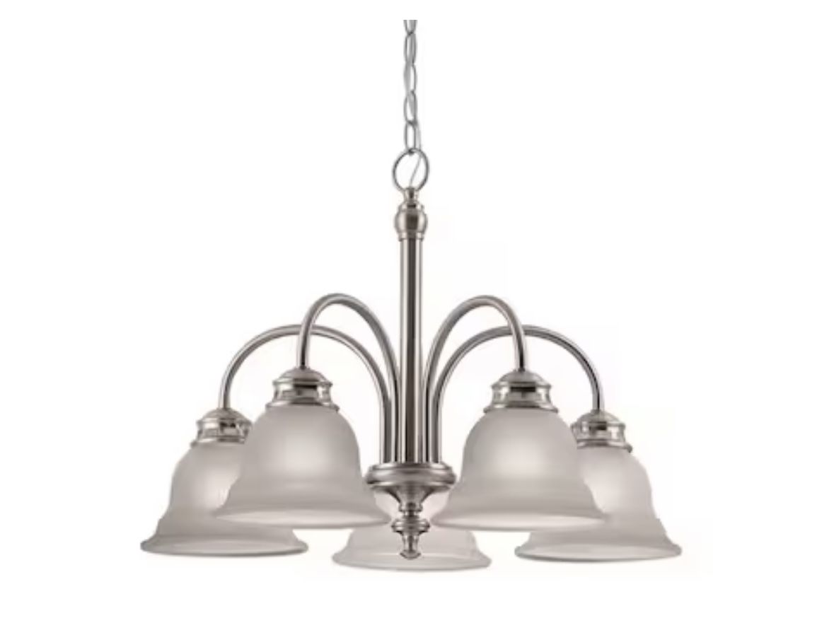 Project Source Fallsbrook 5 Light Brushed Nickel Traditional Dry rated Chandelier