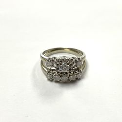 Vintage 1950’s 14K White Gold Diamond Ring Set