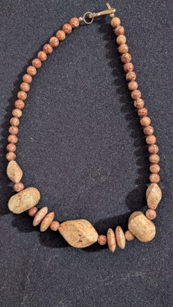 Genuine Fire Opal Tumble Beads Necklace Vintage