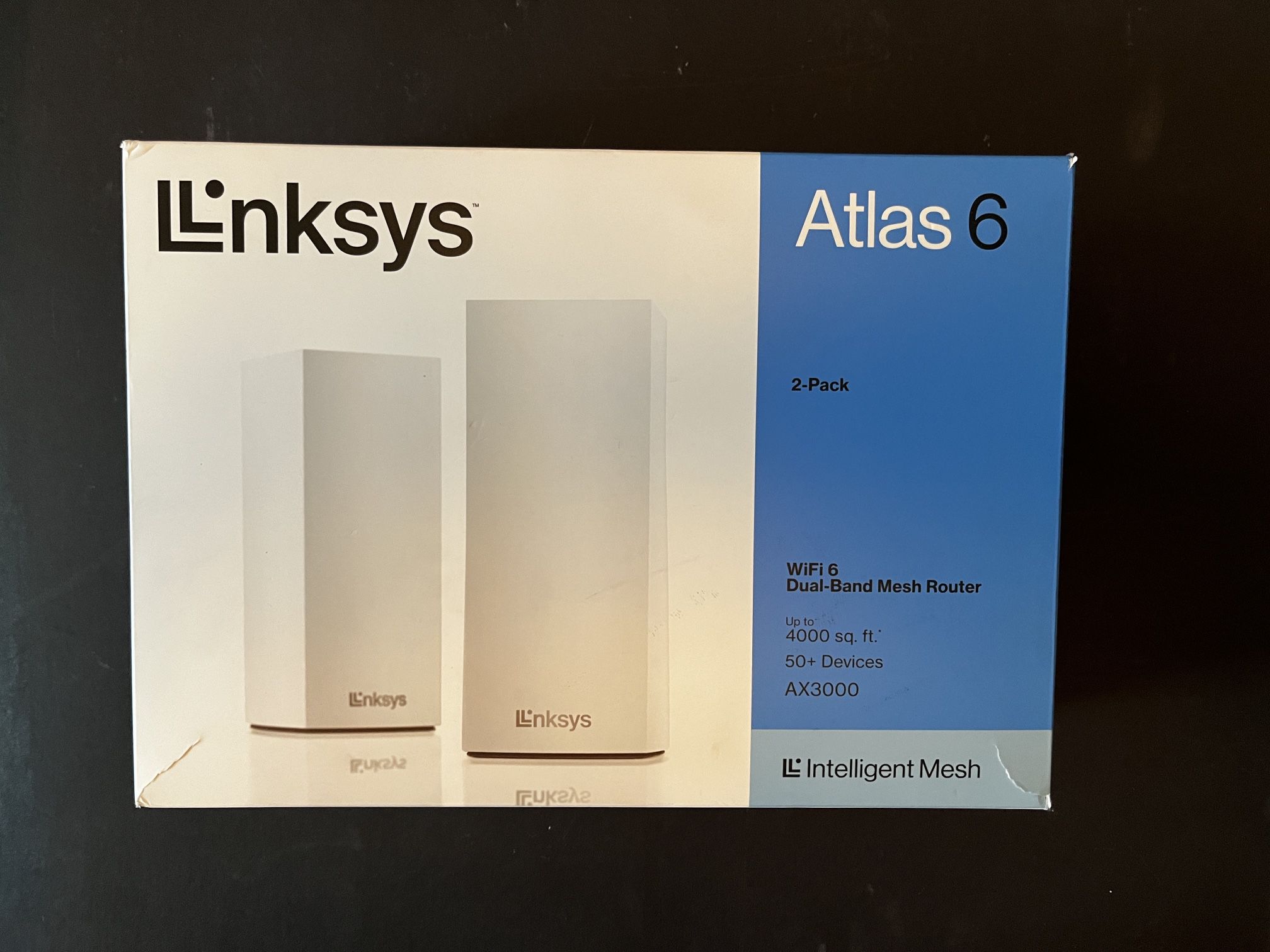 Linksys ATLAS 6 AX3000 Dual-Band WIFI 6 Mesh Router 2-Pack MX2002 OPENED BUT NEVER USED