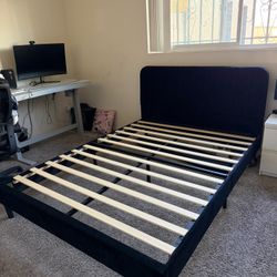 Velvet Black Queen Bed Frame 
