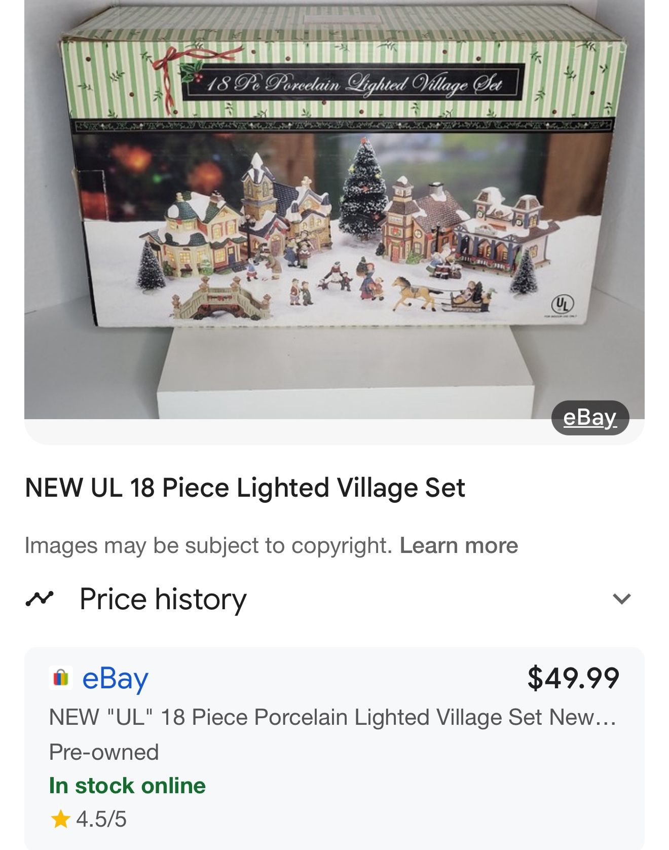 18 P Porcelain Lighted Village Set