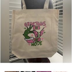 Grinchmas Embroidered canvas tote bag