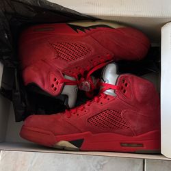 Jordan 5 All Red Suede
