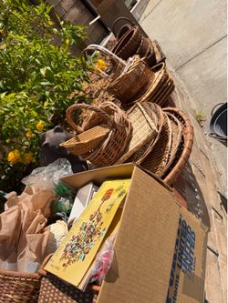 Assorted baskets and pails