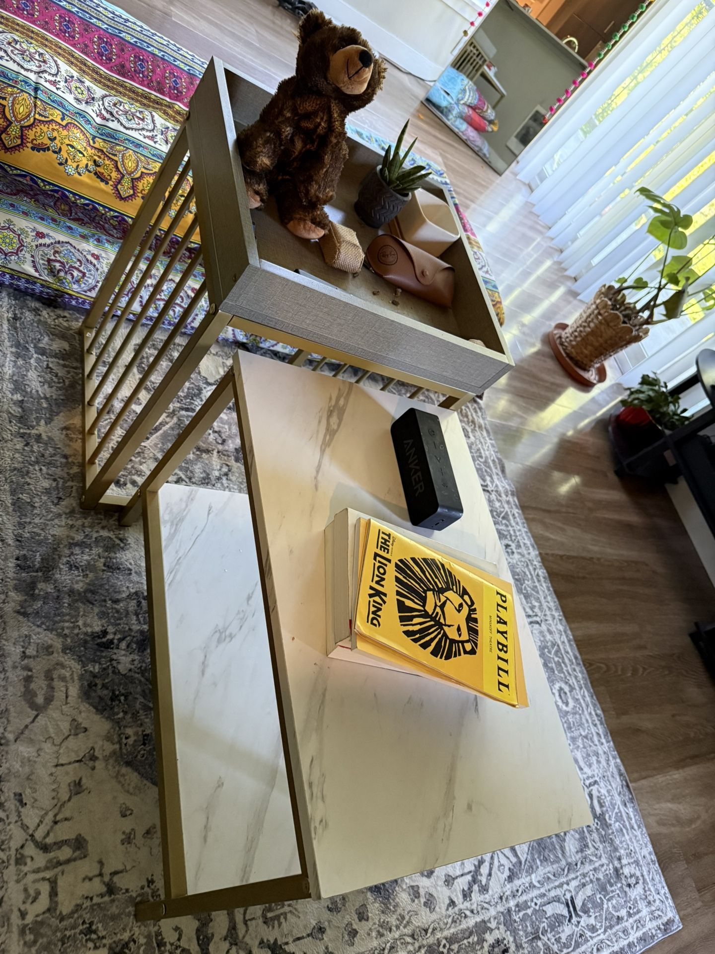 Nesting Coffee/Sofa Side End Tables – Modern Gold & Marble Finish