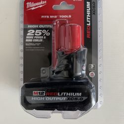 Milwaukee M12 High Output XC5.0 Lithium-Ion Battery Pack - Red (48-11-2450)