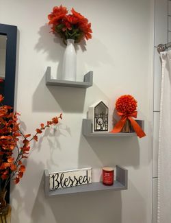 Set of 3 Gray U-Shaped Floating Shelves
