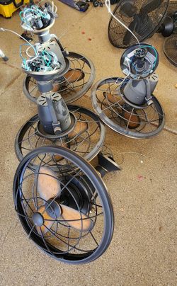 Brown and black industrial ceiling fans