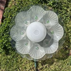 Vintage Glass Garden Sun catcher Stake Floral Metal Handcrafted Estate Find Retro Heavy Unique Retro Collectible 