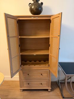 Rattan Storage Cabinet / Wine Bar – Boho Wood Furniture
