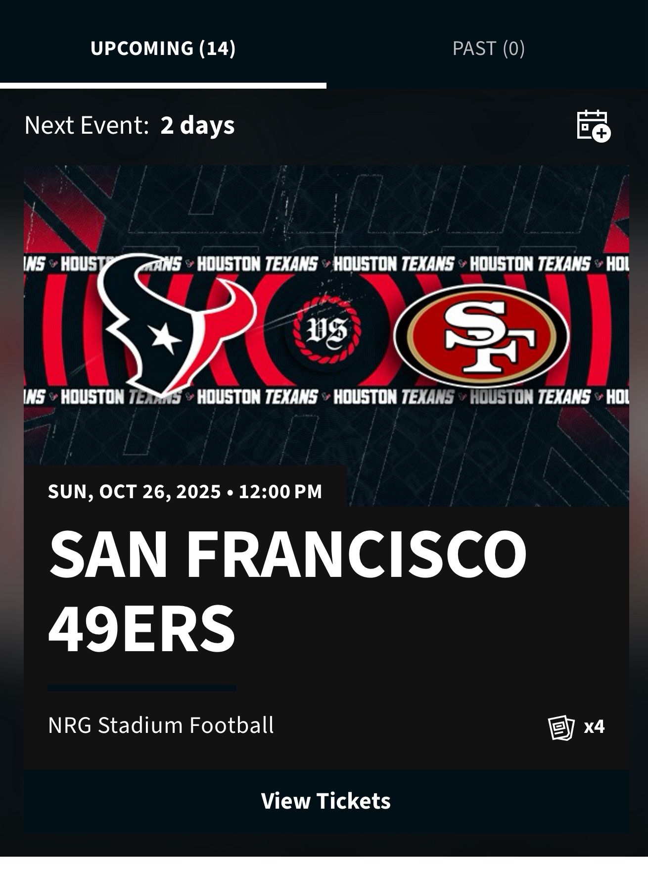 Texans Tickets - Vs 49ers