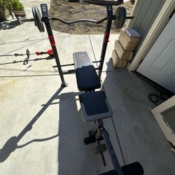 Bench & Curl Bar with Weights 