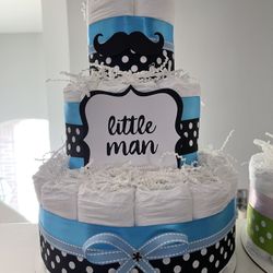 Mustache Diaper Cake 