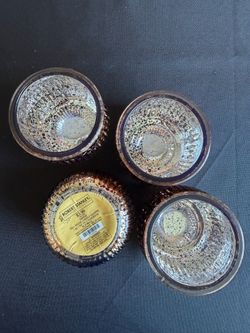 Gold and copper mercury glass candle holders