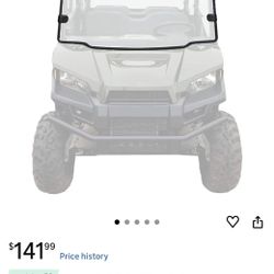 Front Full Windshield Replacement for 2015-2021 Polaris Ranger Midsize 570 500 Crew EV ETX Scratch Resistant 1/4 Inch Thick PMMA