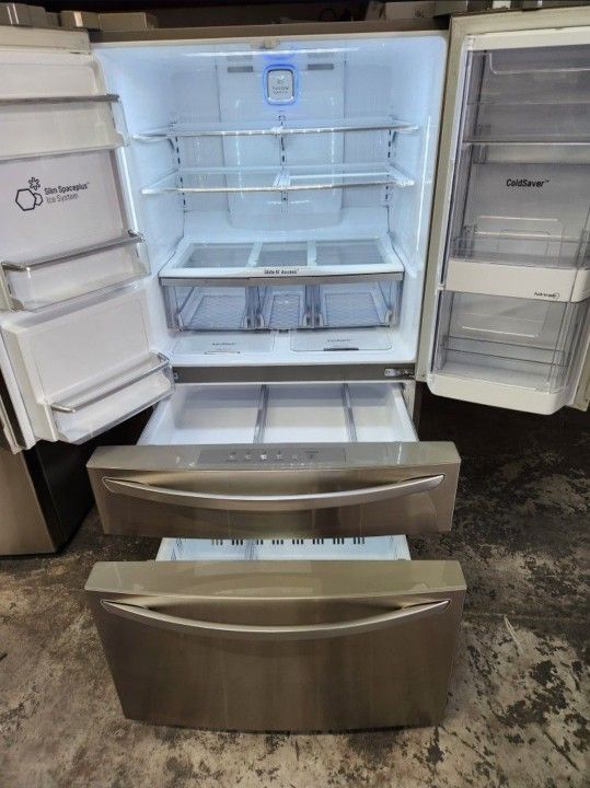 Refrigerator 4 Doors LG 36"W SHOW FOOD Ice Maker&water Excellent 