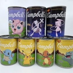 Campbells Limited Edition Pokemon Soup Can PIKACHU CHARMANDER WIGGLYTUFF SET