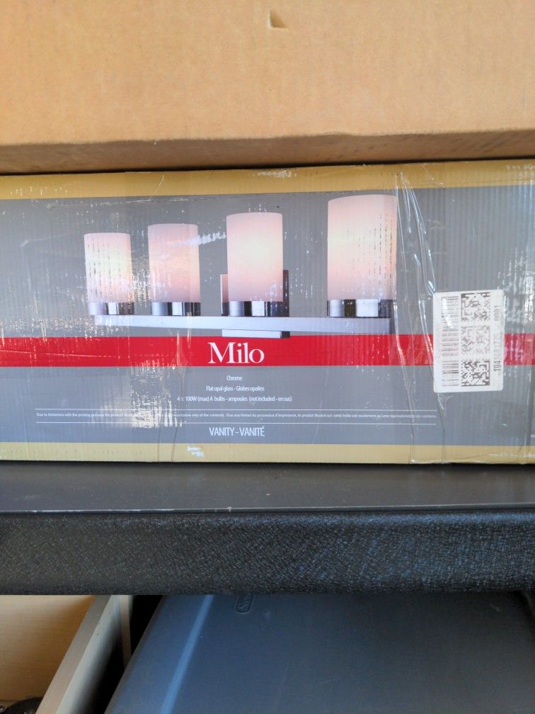 Milo Vanity Light, Bathroom, Chrome With Flat Opal Glass