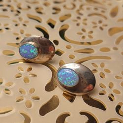 Vintage Sterling Opal Earrings
