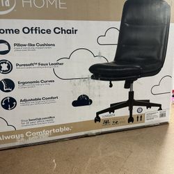 Serta Leather Armless Home Office Chair, Up to 275lbs, Black - 52185